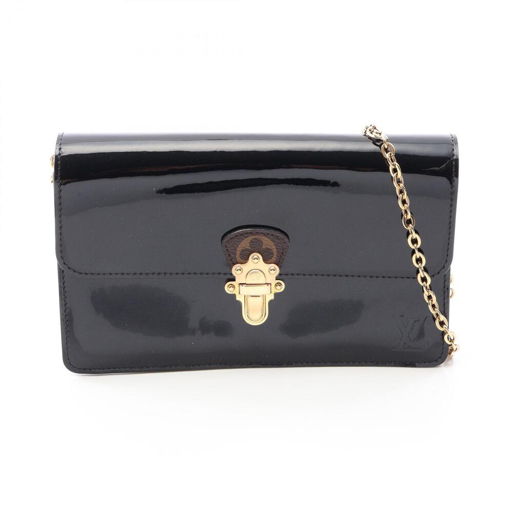 Louis Vuitton Portefeuille Cherrywood Leather Canvas Shoulder Bag Noir Black